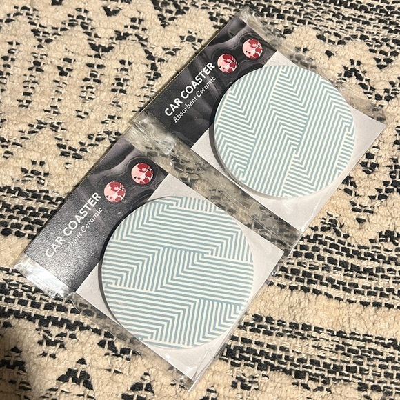 Absorbent Ceramic Car Coaster - Chevron Design (Set of 2), Collectable- NWT - Picture 3 of 4